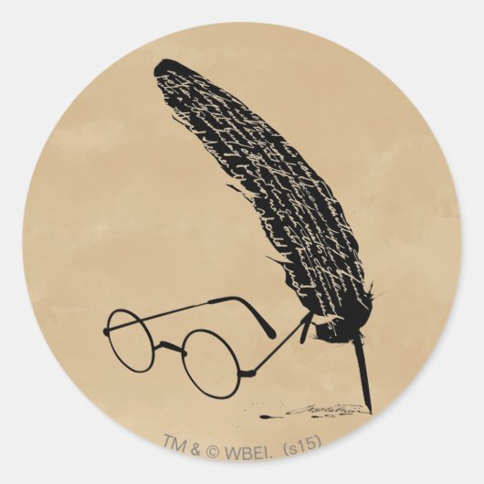 Harry Potter | Brille und Quill Runder Aufkleber (Vorderseite)