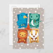 HARRY POTTER™ | CARTOON HOGWARTS™ HOUSES POSTKARTE (Vorne/Hinten)