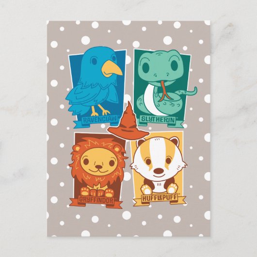 HARRY POTTER™ | CARTOON HOGWARTS™ HOUSES POSTKARTE (Vorderseite)
