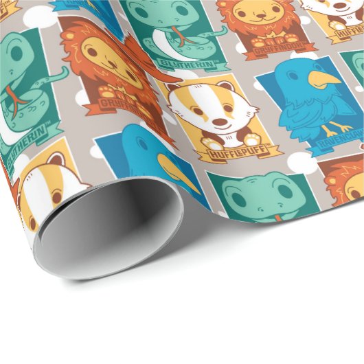 HARRY POTTER™ | CARTOON HOGWARTS™ HOUSTS™ GESCHENKPAPIER (Rolleneckpunkt)