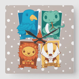 HARRY POTTER™ | CARTOON HOGWARTS™ HOUSTS™ QUADRATISCHE WANDUHR