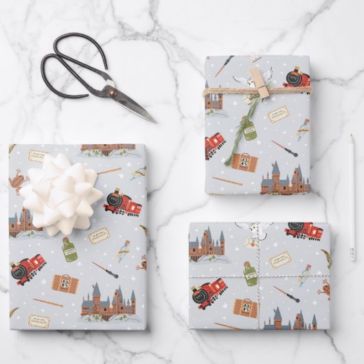 Harry Potter Cartoon Hogwarts Muster Geschenkpapier Set (Vorderseite)