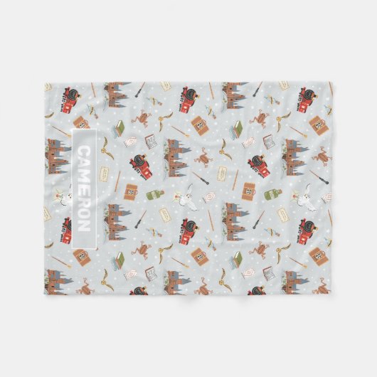 Harry Potter Cartoon Hogwarts Pattern Fleecedecke (Vorderseite (Horizontal))