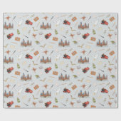 Harry Potter Cartoon Hogwarts Pattern Geschenkpapier (Flach)