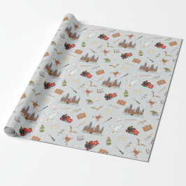 Harry Potter Cartoon Hogwarts Pattern Geschenkpapier