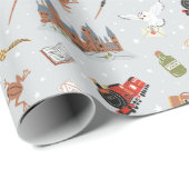 Harry Potter Cartoon Hogwarts Pattern Geschenkpapier (Rolleneckpunkt)