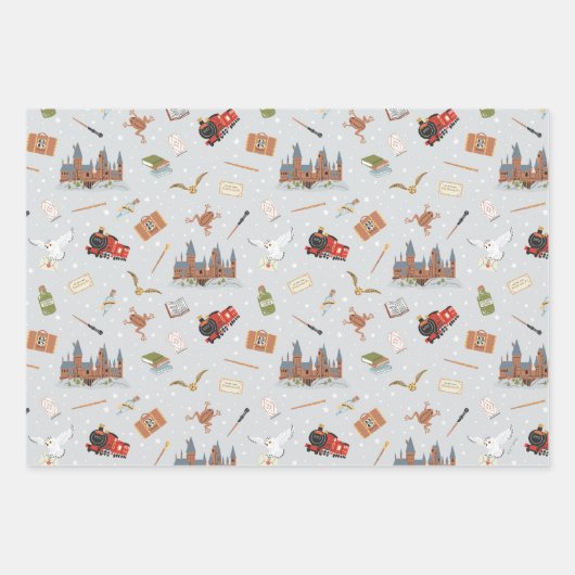 Harry Potter Cartoon Hogwarts Pattern Geschenkpapier Set (Vorderseite 2)