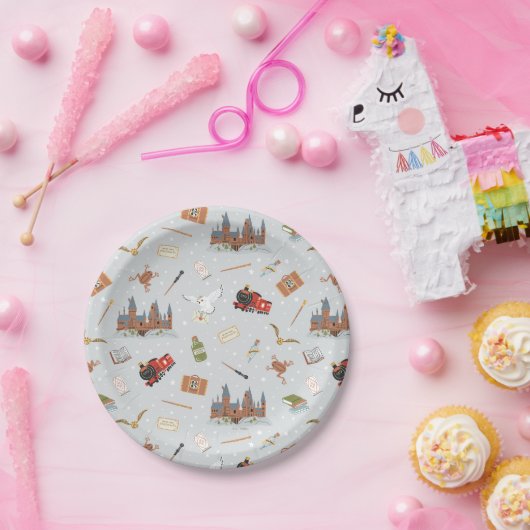Harry Potter Cartoon Hogwarts Pattern Pappteller (Party)