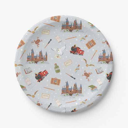 Harry Potter Cartoon Hogwarts Pattern Pappteller (Vorderseite)