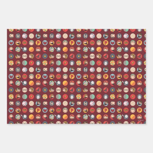 Harry Potter Cartoon Icons Muster Geschenkpapier Set (Vorderseite 3)