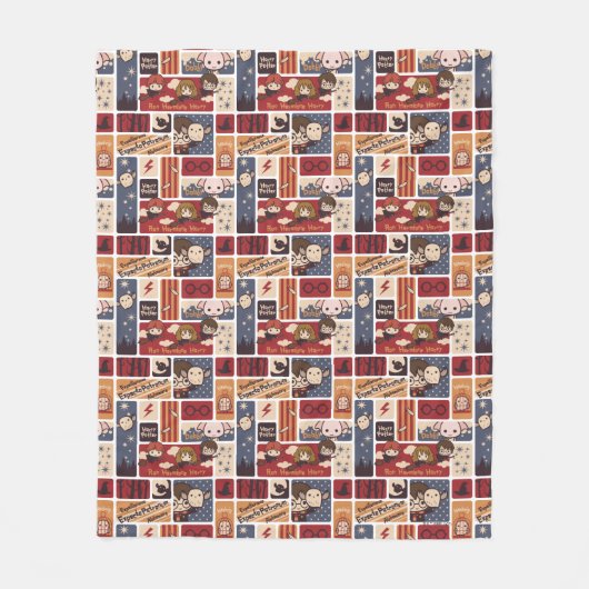 Harry Potter Cartoon Scenes Pattern Fleecedecke (Vorderseite)