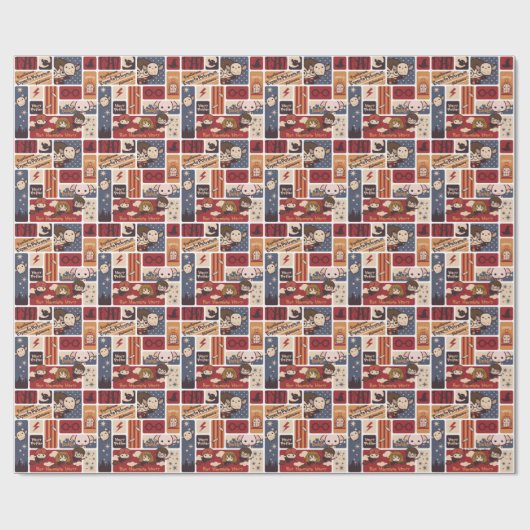 Harry Potter Cartoon Scenes Pattern Geschenkpapier (Flach)