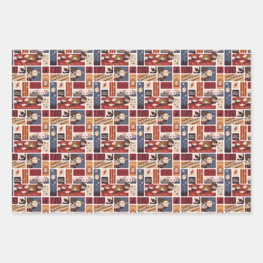 Harry Potter Cartoon Scenes Pattern Geschenkpapier Set (Vorderseite 3)
