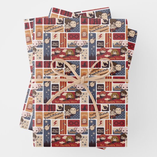 Harry Potter Cartoon Scenes Pattern Geschenkpapier Set (Beispiel)