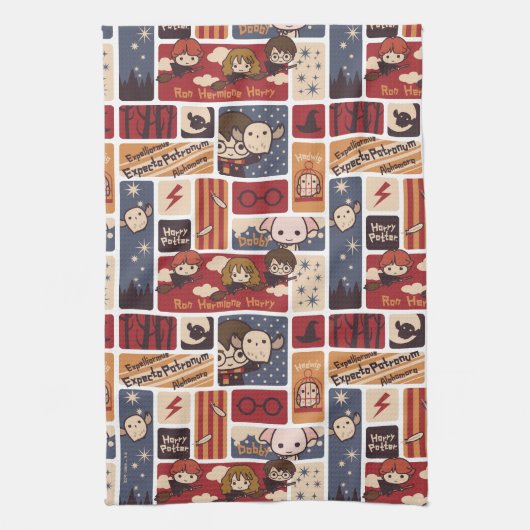 Harry Potter Cartoon Scenes Pattern Geschirrtuch (Vertikal)