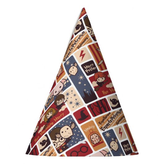 Harry Potter Cartoon Scenes Pattern Partyhütchen (Links)