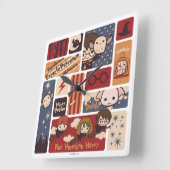 Harry Potter Cartoon Scenes Pattern Quadratische Wanduhr (Winkel)