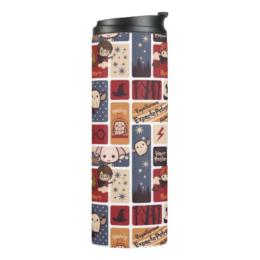 Harry Potter Cartoon Scenes Pattern Thermosbecher (Nach links gedreht)