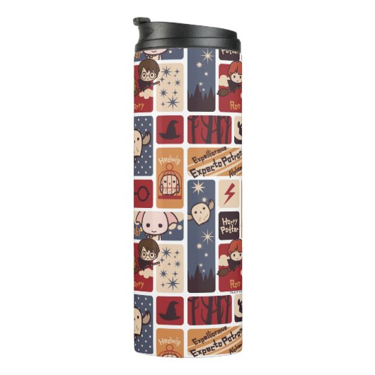 Harry Potter Cartoon Scenes Pattern Thermosbecher (Nach rechts gedreht)