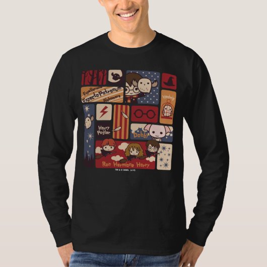Harry Potter Cartoon-Szenen-Muster T-Shirt (Vorderseite)