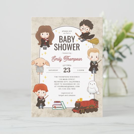 Harry Potter Character Magical Baby Shower Einladung (Stehend Vorderseite)