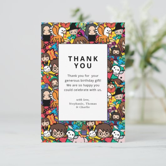 Harry Potter Character Pattern Birthday Vielen Dan Einladung (Stehend Vorderseite)