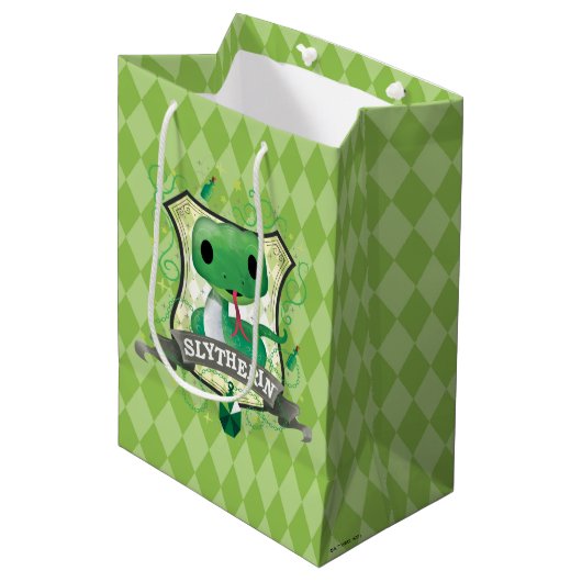 Harry Potter | Charming SLYTHERIN™ Wappen Mittlere Geschenktüte (Vorderseite Schrägansicht)