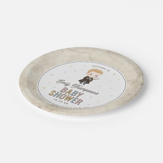 Harry Potter Chibi Draco Malfoy Wizard Baby Shower Pappteller (Schrägansicht)