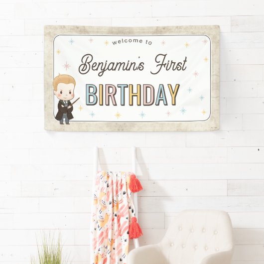 Harry Potter Chibi Draco Malfoy Wizard Birthday Banner (Insitu)