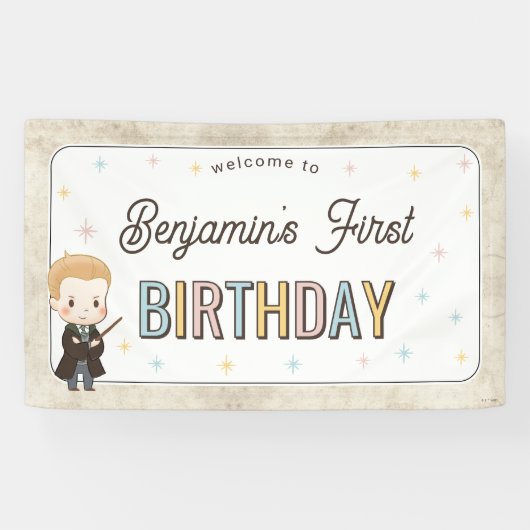 Harry Potter Chibi Draco Malfoy Wizard Birthday Banner (Horizontal)