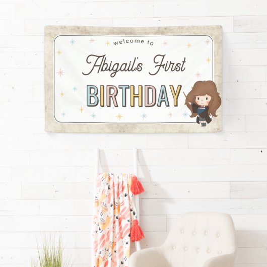 Harry Potter Chibi Hermione Wizard Birthday Banner (Insitu)