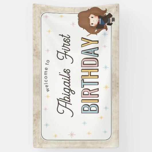Harry Potter Chibi Hermione Wizard Birthday Banner (Vertikal)