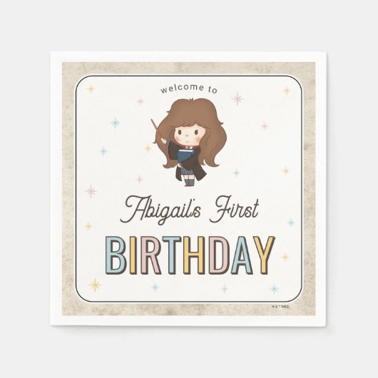 Harry Potter Chibi Hermione Zauberer Geburtstag Serviette (Vorderseite)