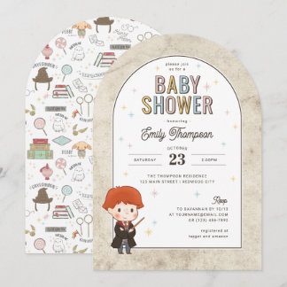 Harry Potter Chibi Ron Weasley Wizard Baby Shower Einladung