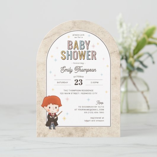Harry Potter Chibi Ron Weasley Wizard Baby Shower Einladung (Stehend Vorderseite)