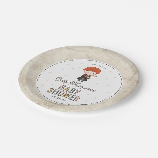 Harry Potter Chibi Ron Weasley Wizard Baby Shower Pappteller (Schrägansicht)