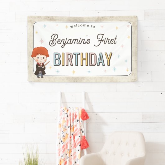 Harry Potter Chibi Ron Weasley Wizard Birthday Banner (Insitu)