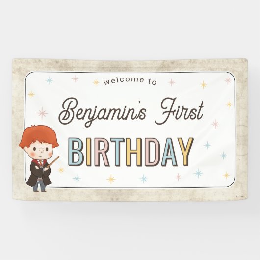 Harry Potter Chibi Ron Weasley Wizard Birthday Banner (Horizontal)