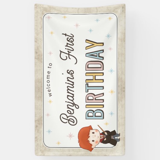 Harry Potter Chibi Ron Weasley Wizard Birthday Banner (Vertikal)