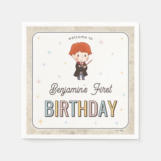 Harry Potter Chibi Ron Weasley Wizard Birthday Serviette (Vorderseite)