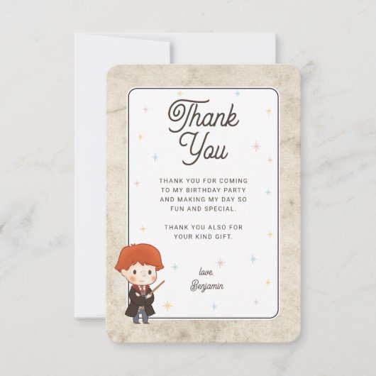 Harry Potter Chibi Ron Weasley Zauberer Geburtstag Dankeskarte (Vorderseite)