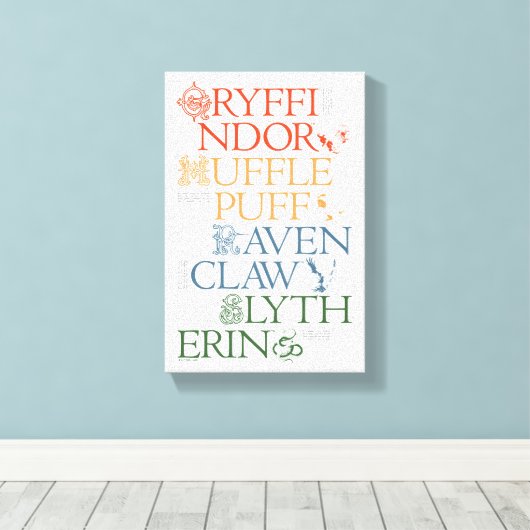 HARRY POTTER™ | Delicate Sketch HOGWARTS™ Houses Leinwanddruck (Insitu (Holzboden))