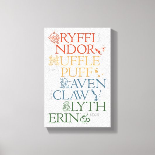 HARRY POTTER™ | Delicate Sketch HOGWARTS™ Houses Leinwanddruck (Vorderseite)