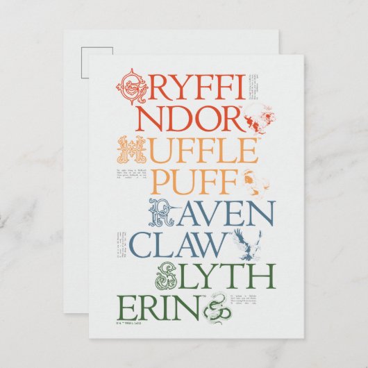 HARRY POTTER™ | Delicate Sketch HOGWARTS™ Houses Postkarte (Vorne/Hinten)