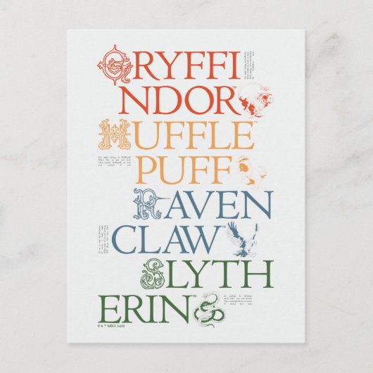 HARRY POTTER™ | Delicate Sketch HOGWARTS™ Houses Postkarte (Vorderseite)