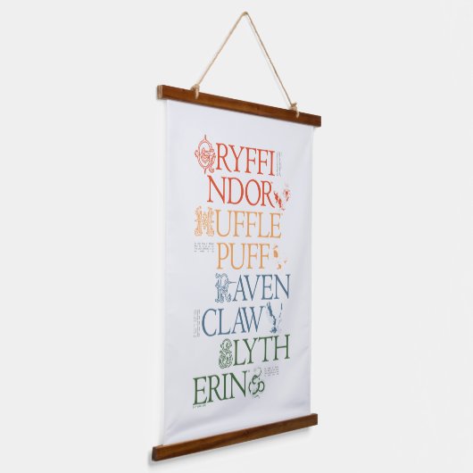 HARRY POTTER™ | Delicate Sketch HOGWARTS™ Houses Wandteppich Mit Holzrahmen (Gewinkelt)