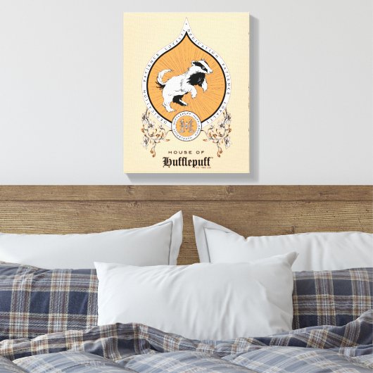 HARRY POTTER™ | Delicate Sketch HUFFLEPUFF™ Wappen Leinwanddruck (Insitu (Schlafzimmer))