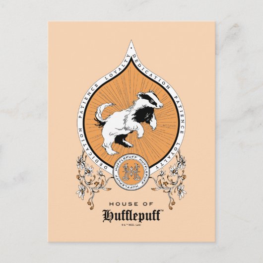 HARRY POTTER™ | Delicate Sketch HUFFLEPUFF™ Wappen Postkarte (Vorderseite)