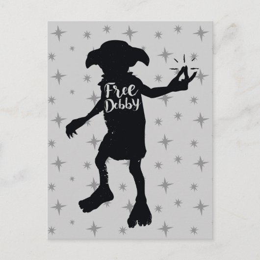 Harry Potter | "Dobby frei" Silhouette-Typografie Postkarte (Vorderseite)