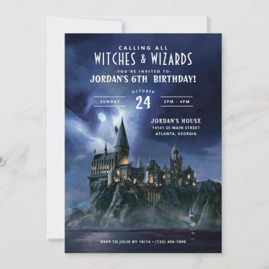 Harry Potter Dunkles Hogwarts-Schloss Geburtstag Einladung (Vorderseite)